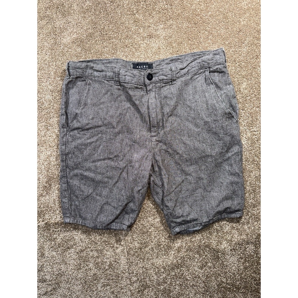 Men's PacSun Gray Linen Blend Flat Front Shorts‎ - Size 34